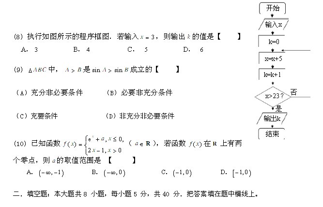 2013年四川体育单招数学模拟试题